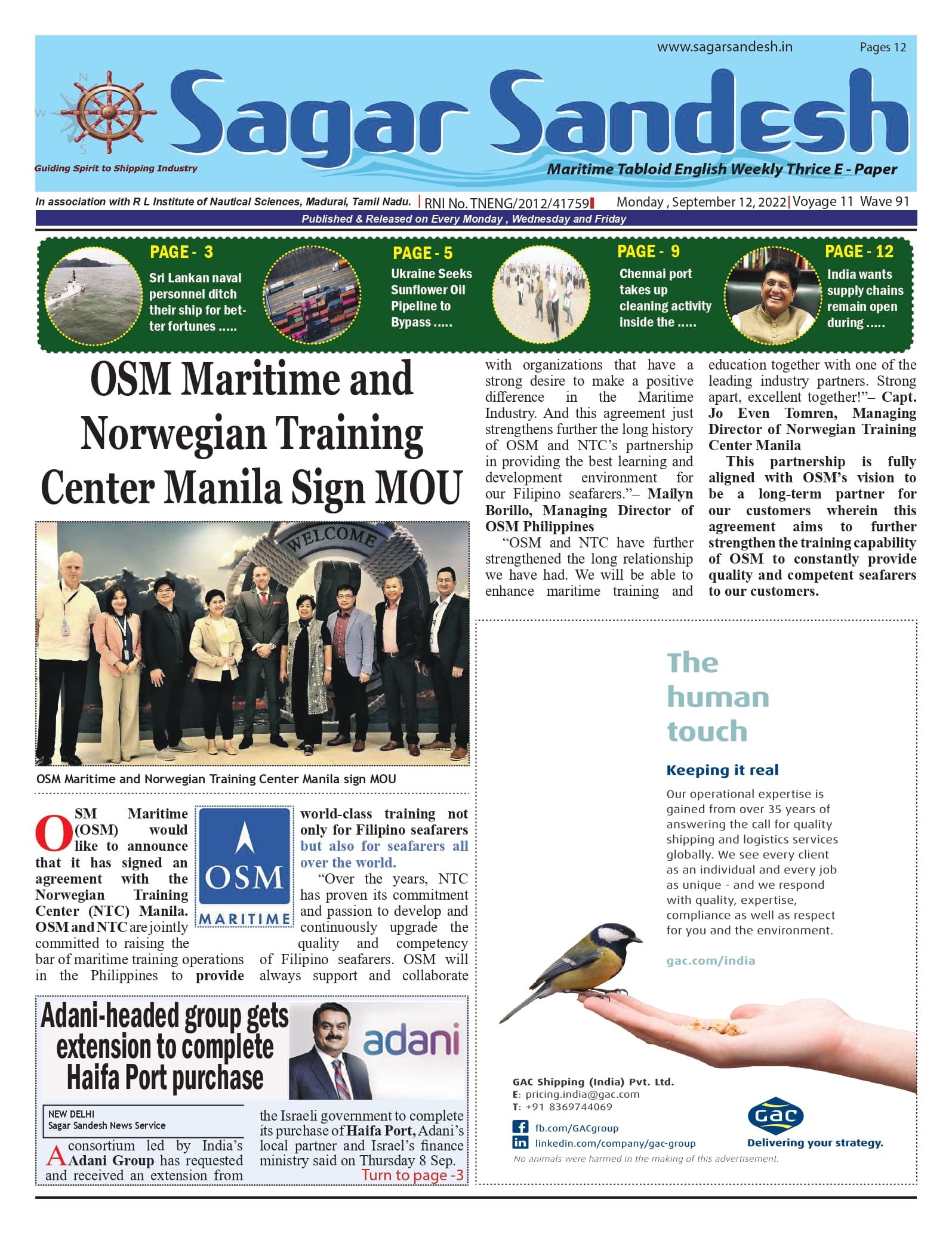 OSM Maritime and Norwegian Training Center Manila Sign MOU