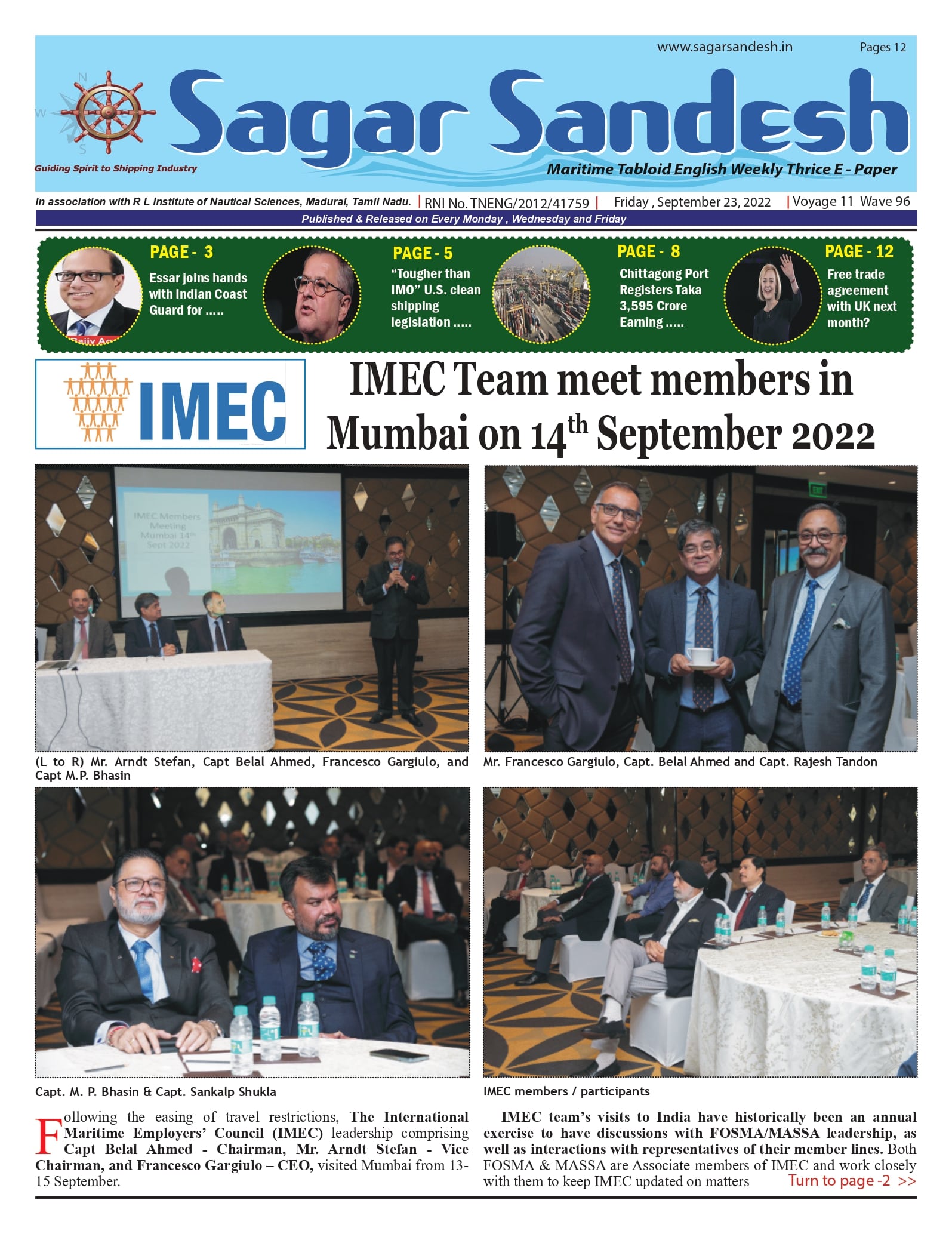 IMEC Team meet members in Mumbai on 14th September 2022