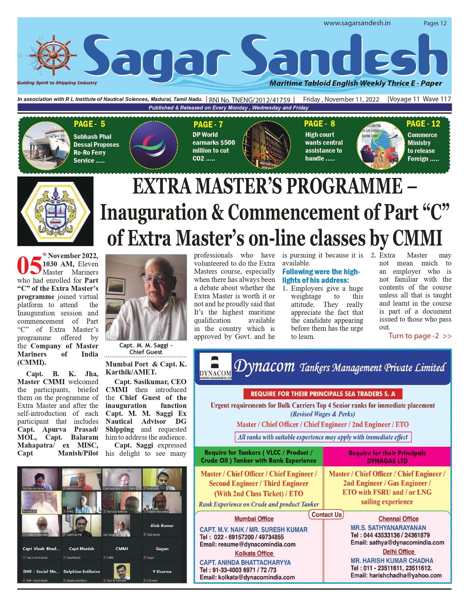 EXTRA MASTERâ€™S PROGRAMME â€“ Inauguration & Commencement of Part â€œCâ€ of Extra Masterâ€™s on-line classes by CMMI