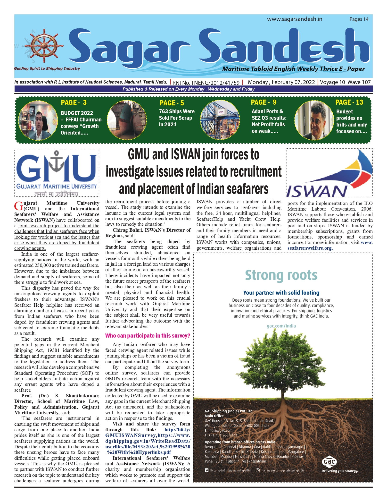 GMU and ISWAN join forces to investigate issues related to recruitment and placement of Indian seafarers
