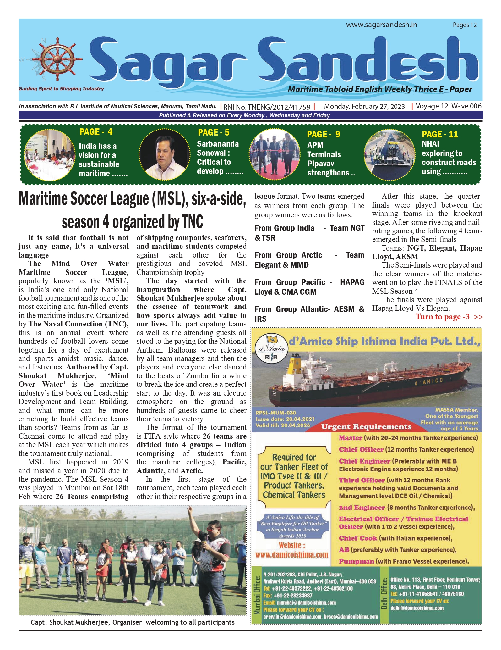 Maritime Soccer League (MSL), six-a-side, season 4 organized by TNC