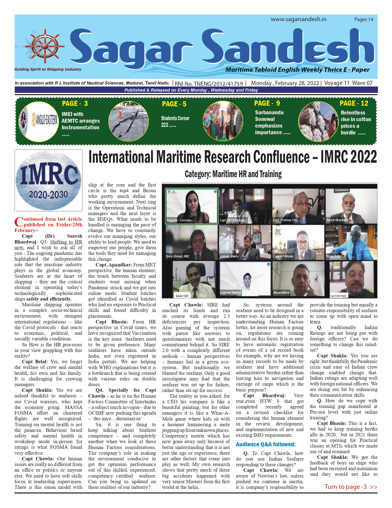 International Maritime Research Confluence â€“ IMRC 2022-2