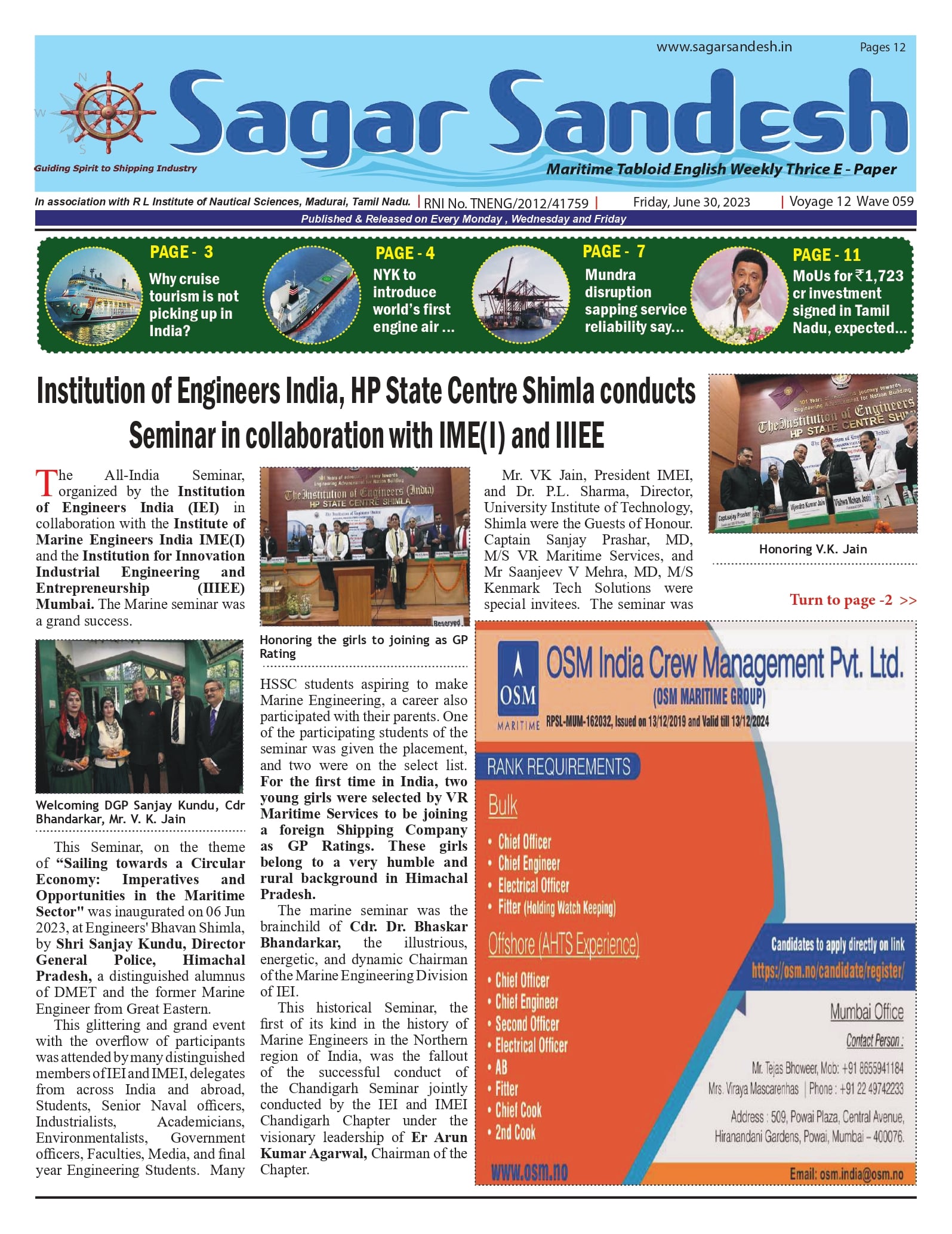 Institution of Engineers India, HP State Centre Shimla conducts Seminar in collaboration with IME(I) and IIIEE