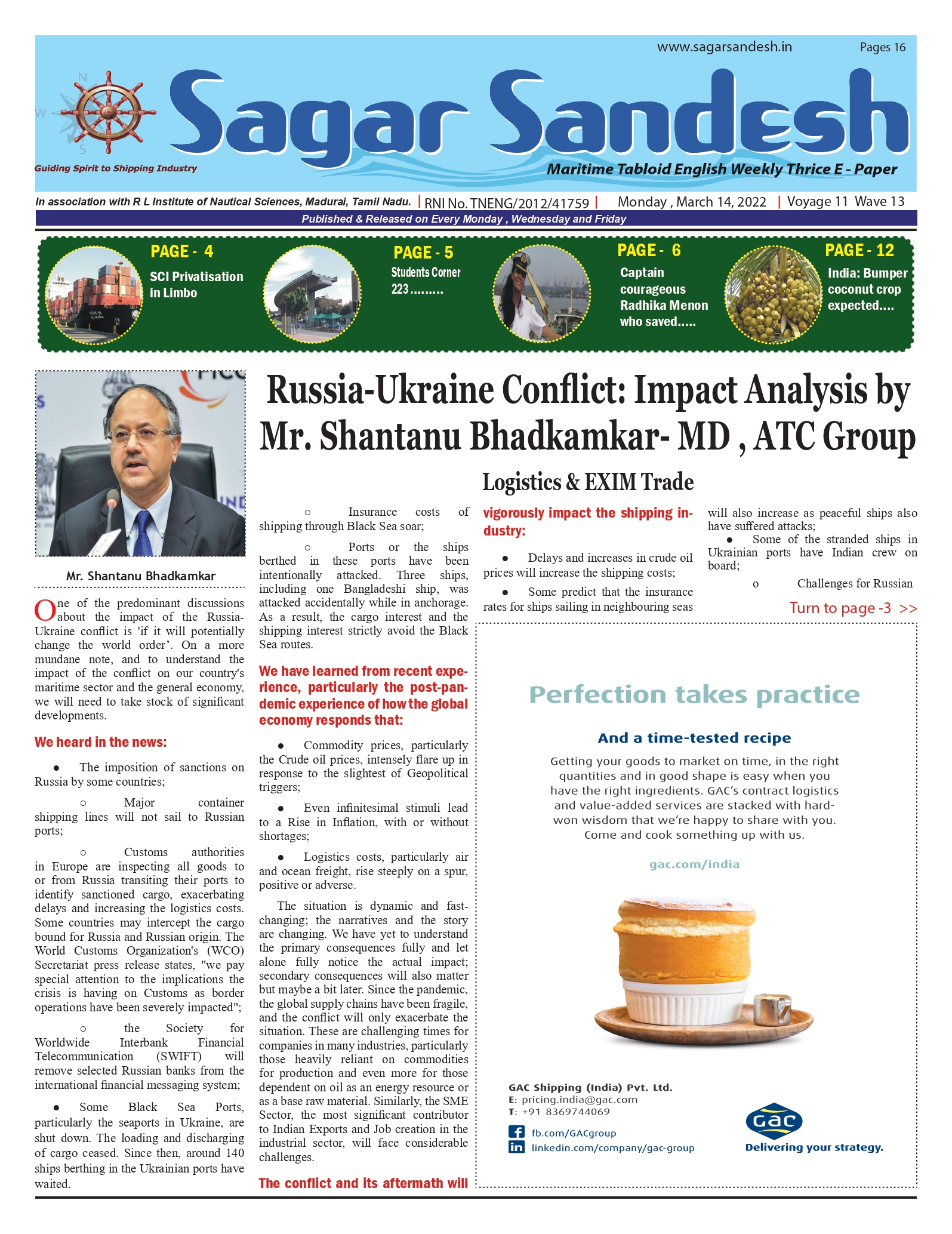 Russia-Ukraine Conflict: Impact Analysis by Mr. Shantanu Bhadkamkar- MD , ATC Group