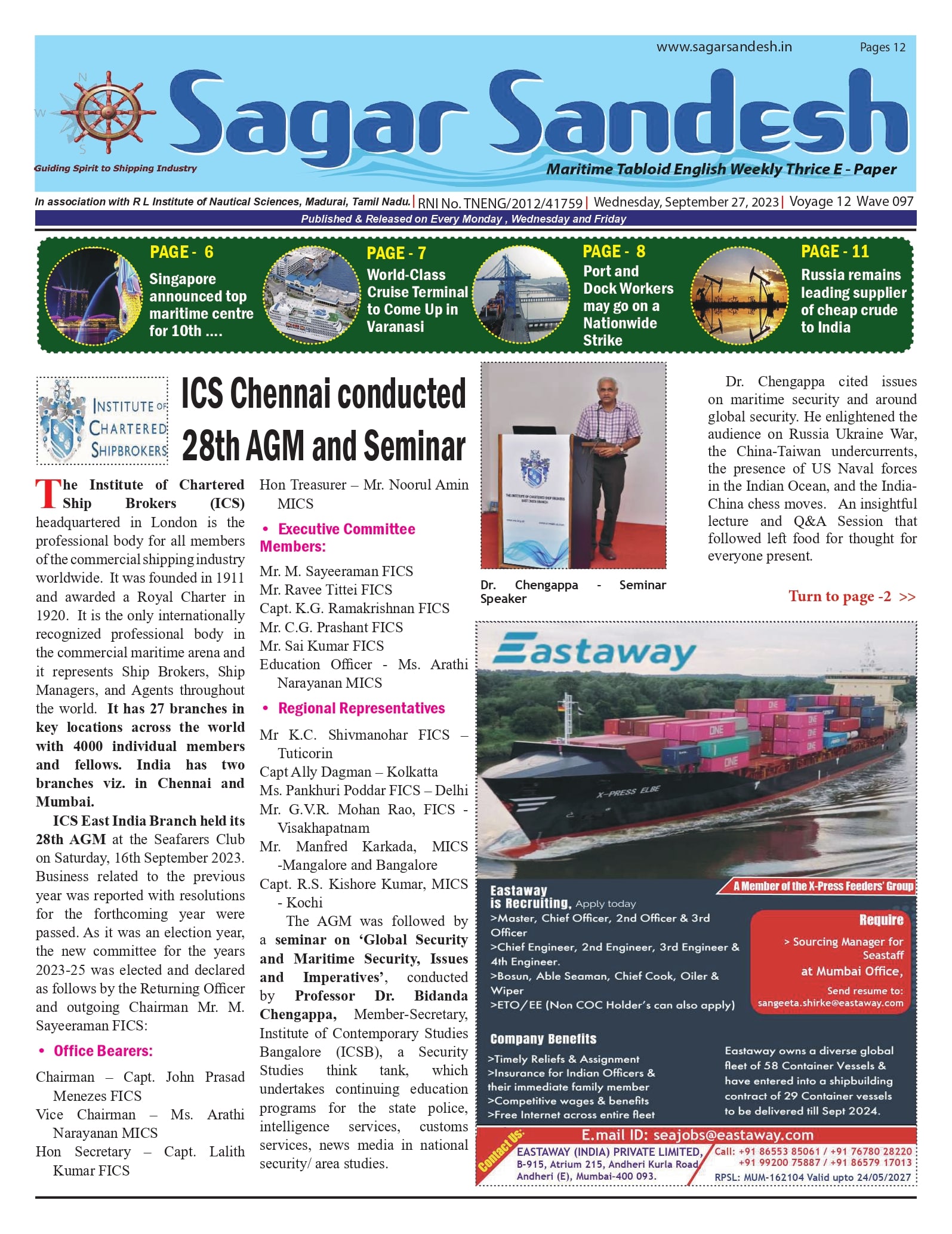 ICS Chennai conducted 28th AGM and Seminar
