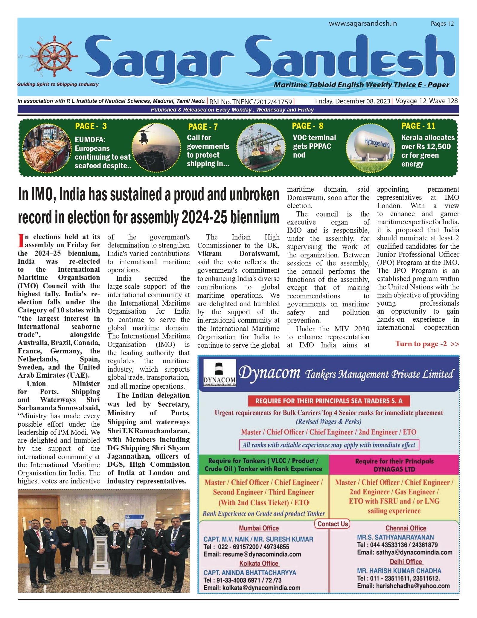 In IMO, India has sustained a proud and unbroken record in election for assembly 2024-25 biennium
