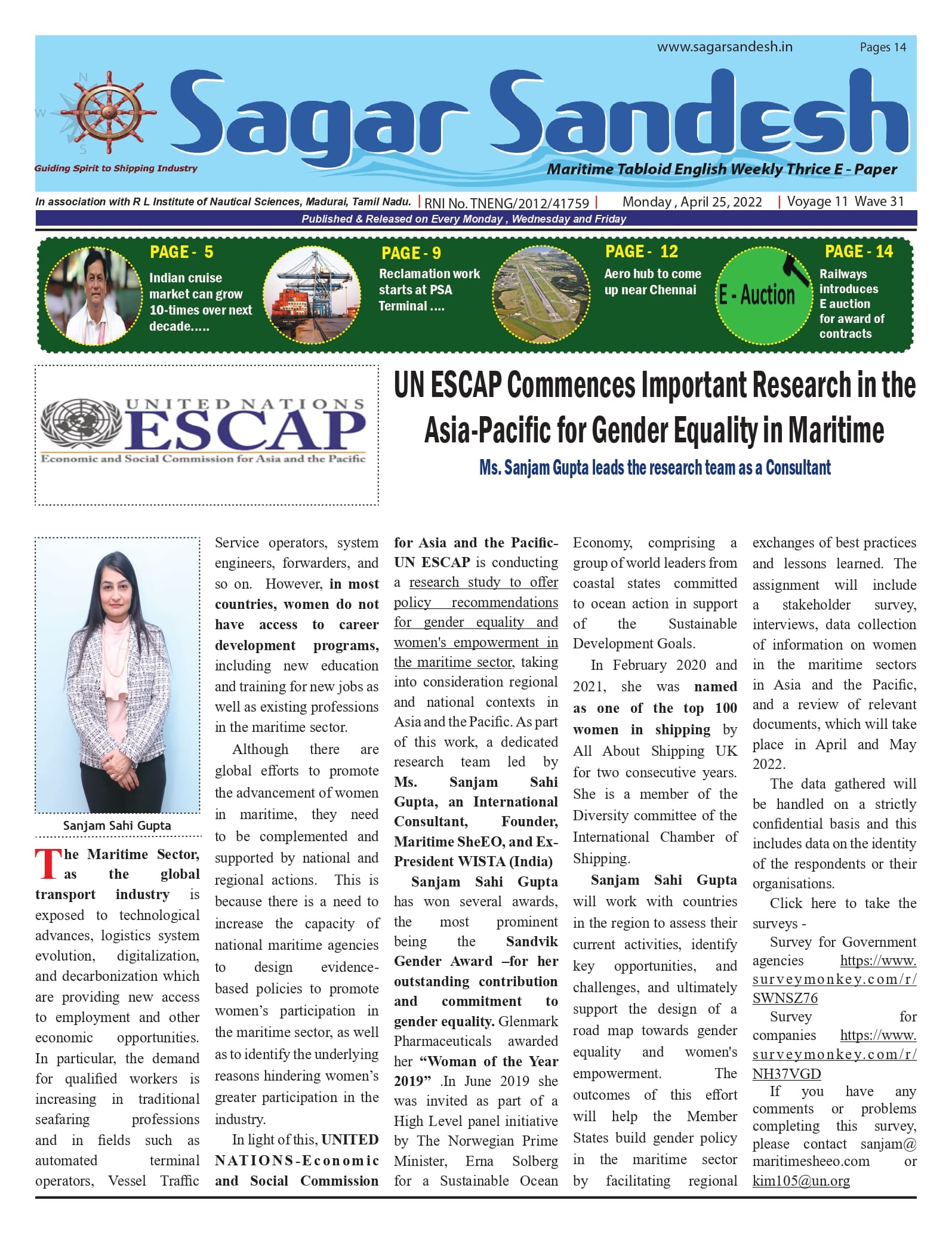 UN ESCAP Commences Important Research in the Asia-Pacific for Gender Equality in Maritime