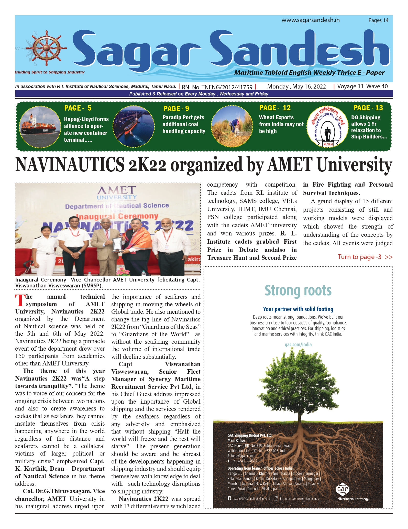 NAVINAUTICS 2K22 organized by AMET University