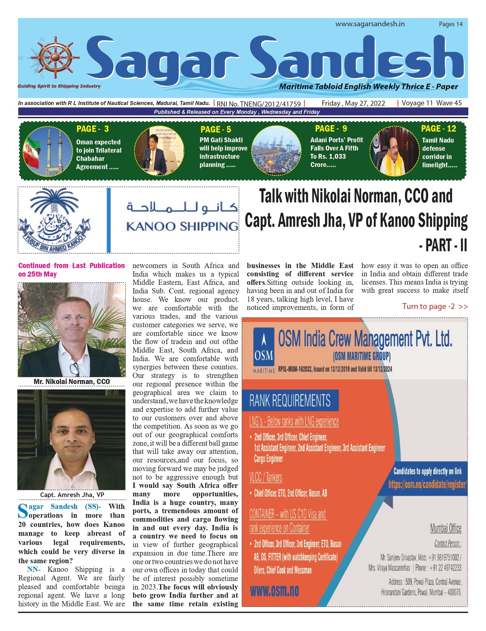 Talk with Nikolai Norman, CCO and Capt. Amresh Jha, VP of Kanoo Shipping - PART - II