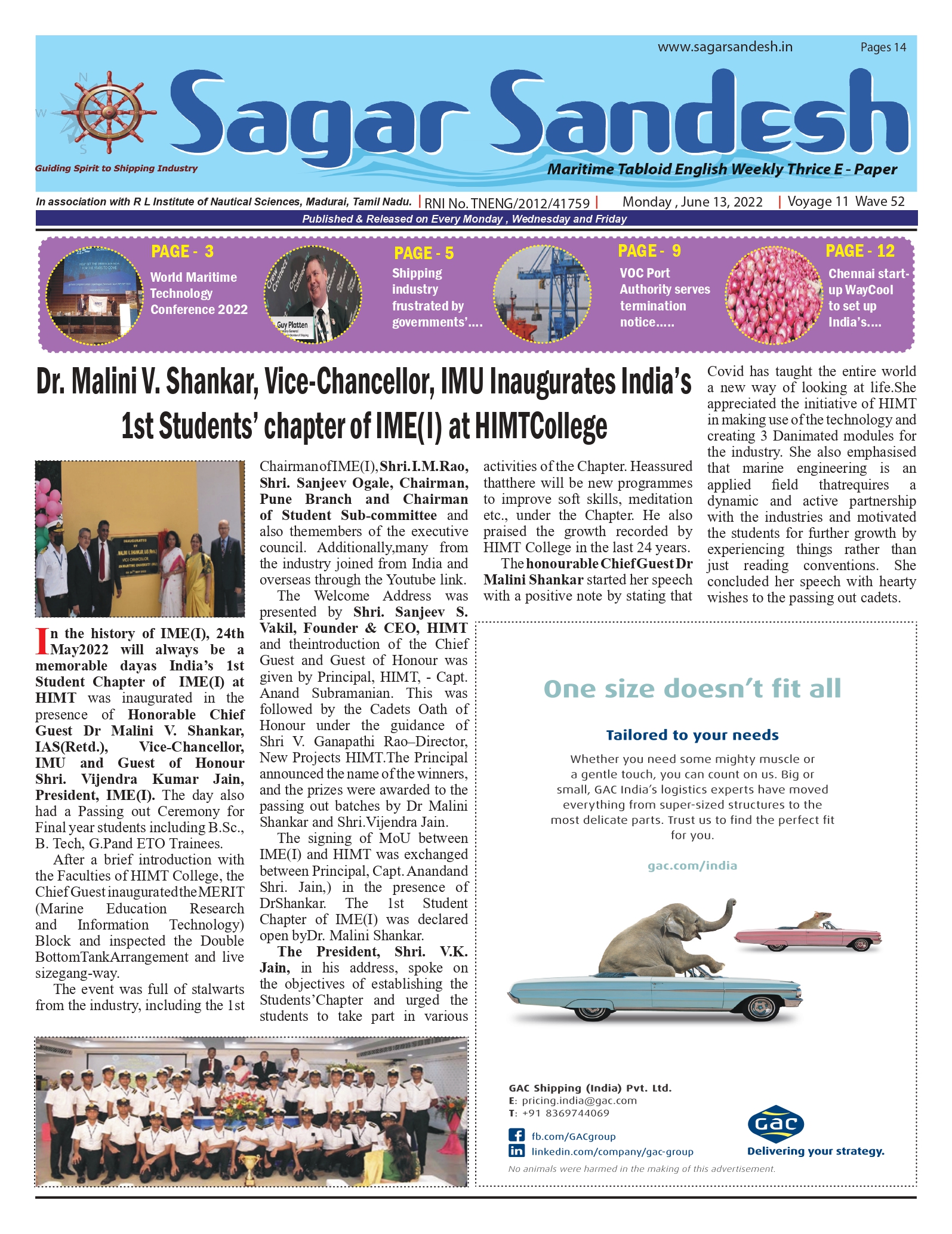 Dr. Malini V. Shankar, Vice-Chancellor, IMU Inaugurates Indiaâ€™s 1st Studentsâ€™ chapter of IME(I) at HIMTCollege