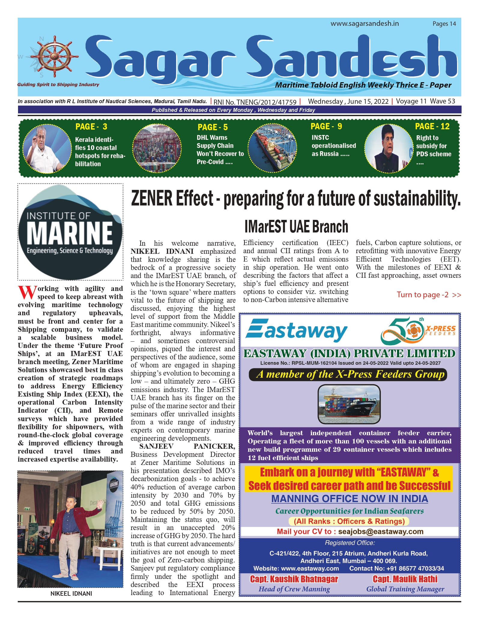 ZENER Effect - preparing for a future of sustainability. IMarEST UAE Branch