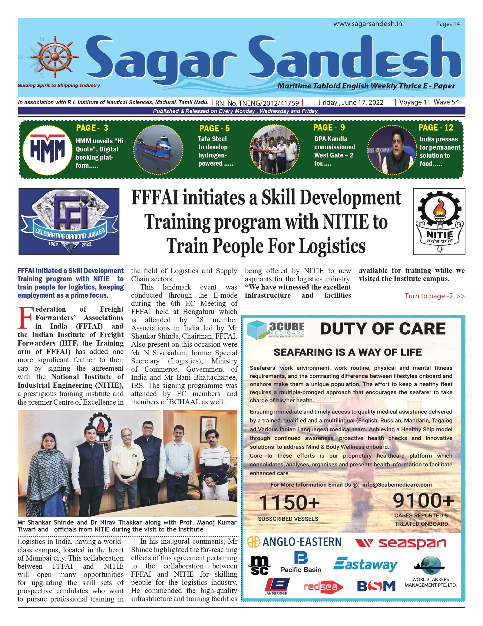 FFFAI initiates a Skill Development Training program with NITIE to Train People For Logistics