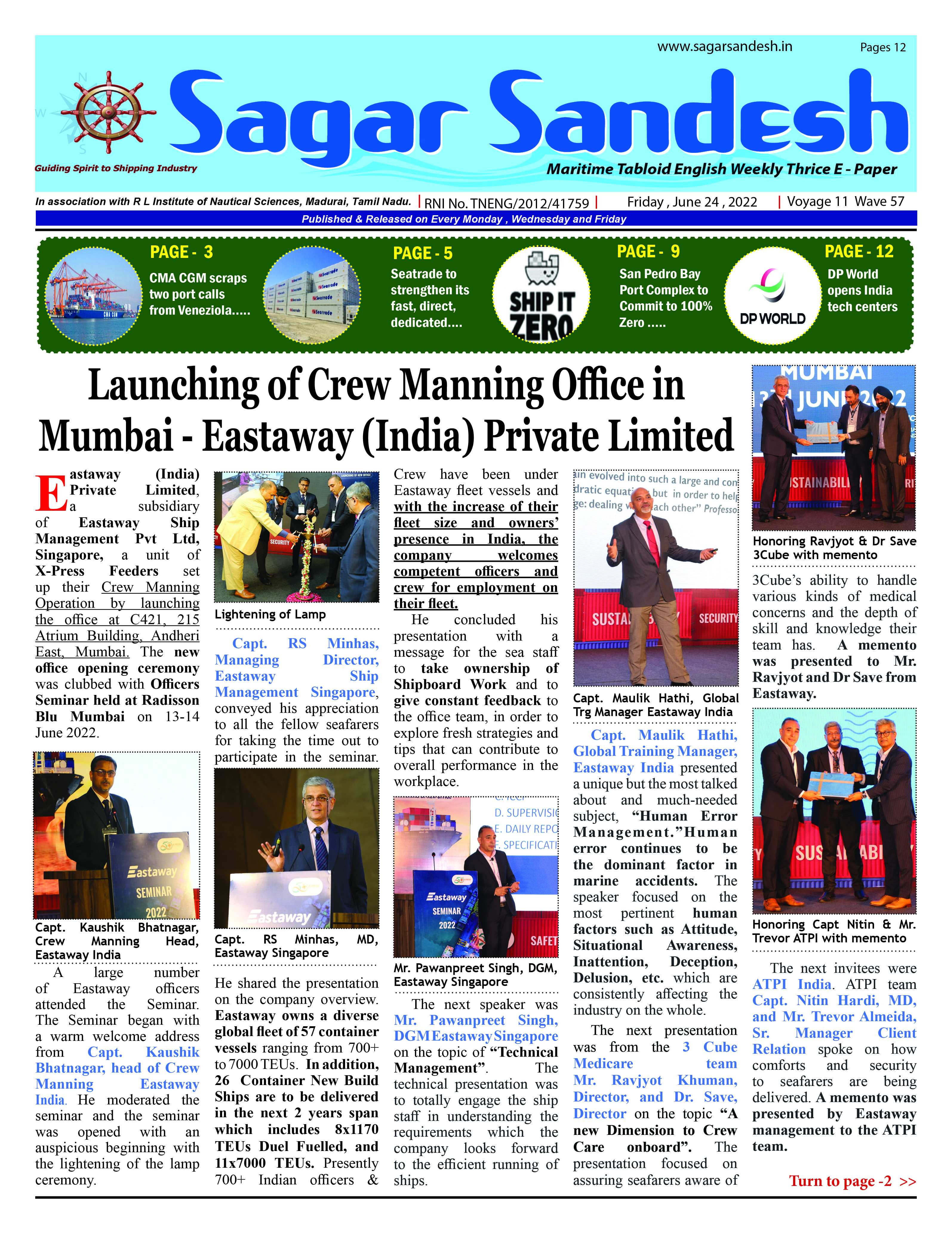 Launching of Crew Manning Office in Mumbai - Eastaway (India) Private Limited