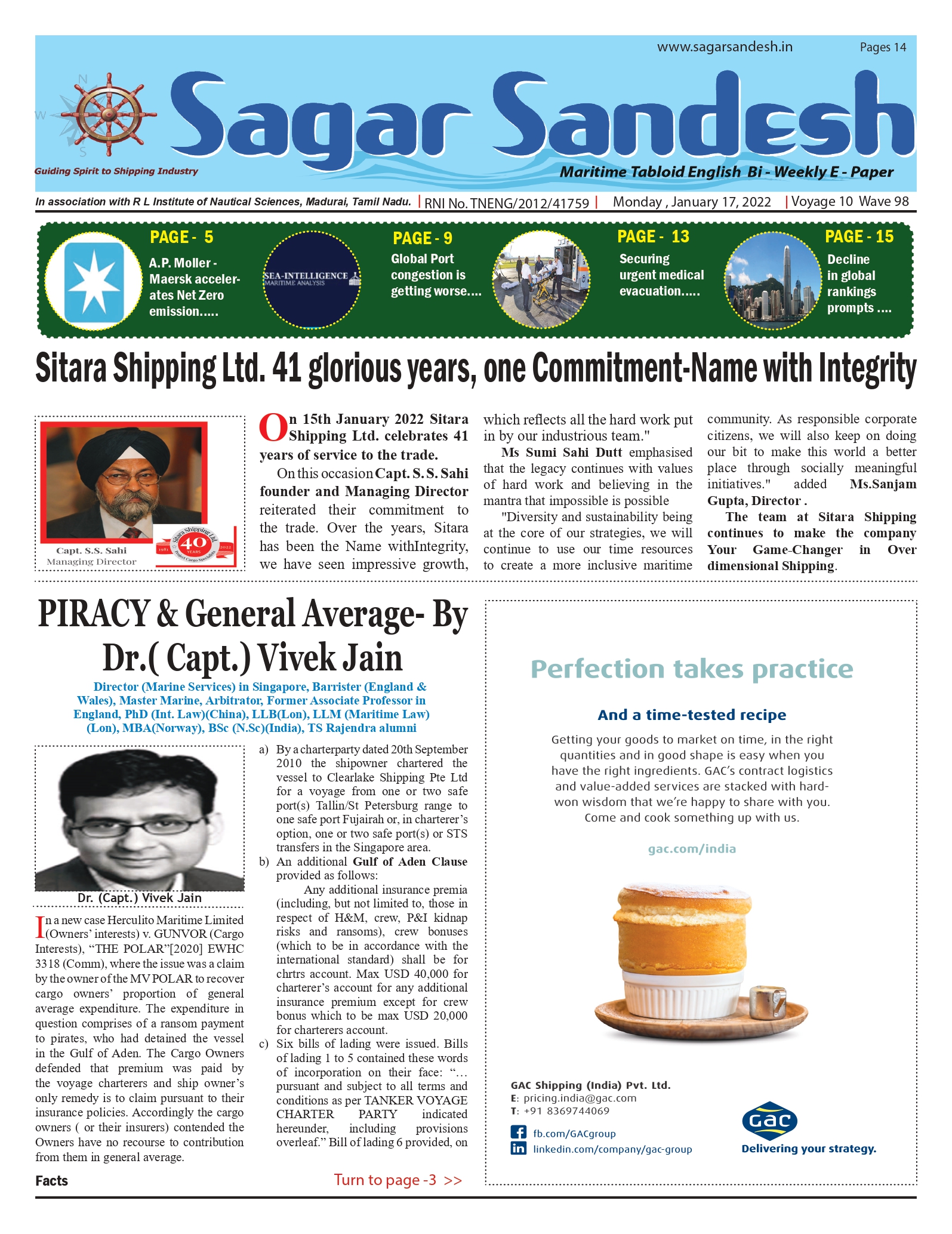 Sitara Shipping Ltd. 41 glorious years, one Commitment-Name with Integrity