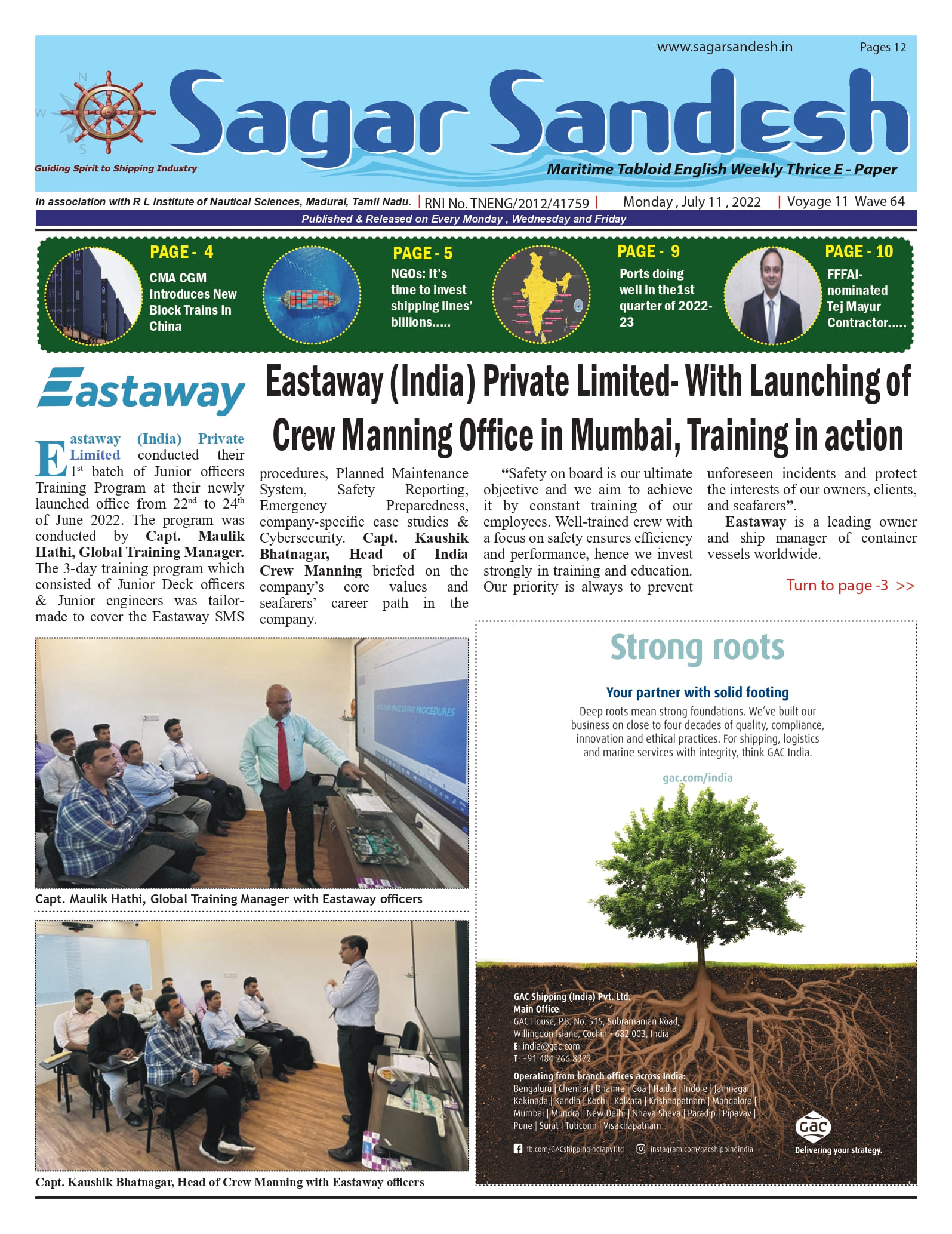 Eastaway (India) Private Limited- With Launching of Crew Manning Office in Mumbai, Training in action