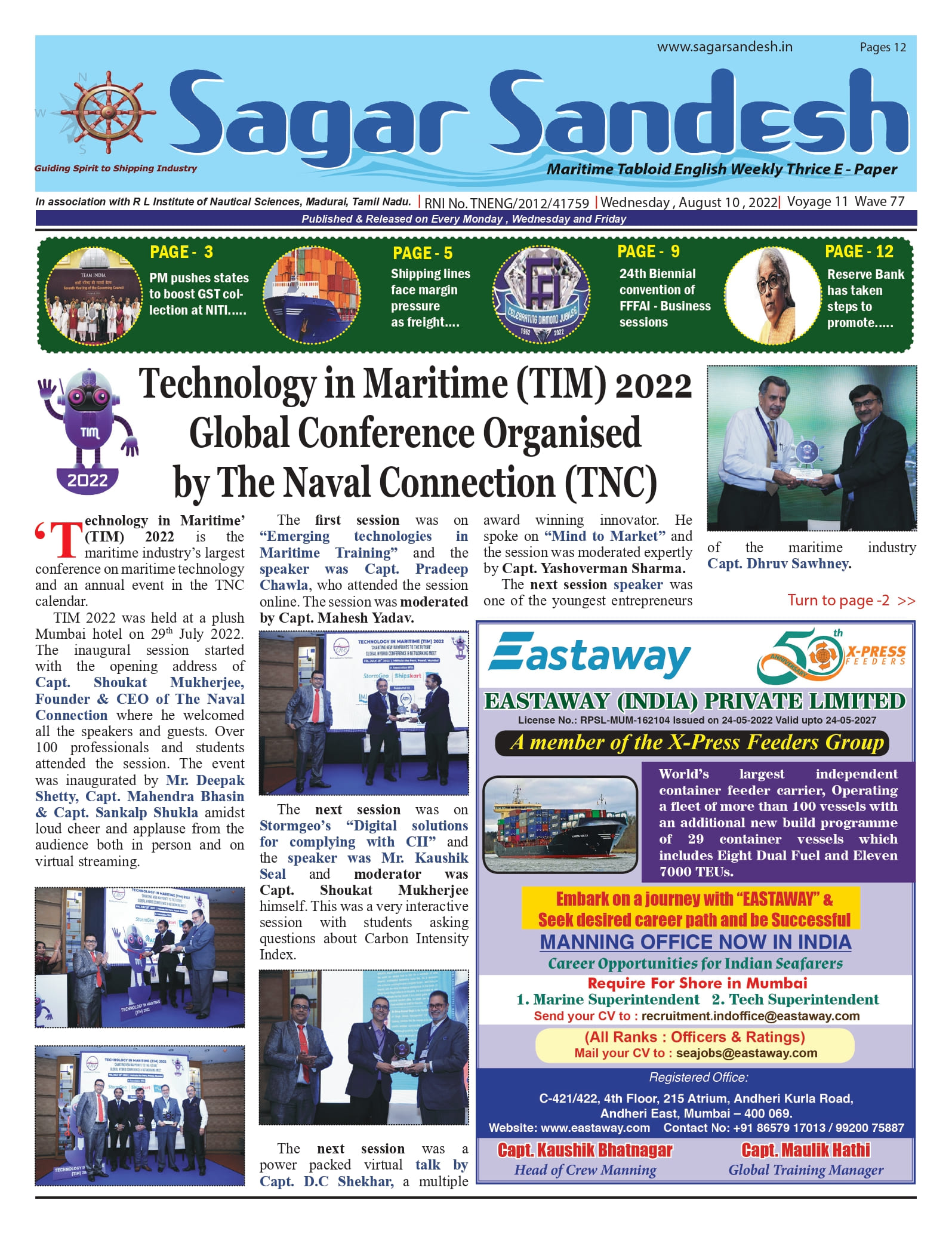 Technology in Maritime (TIM) 2022 Global Conference Organised by The Naval Connection (TNC)