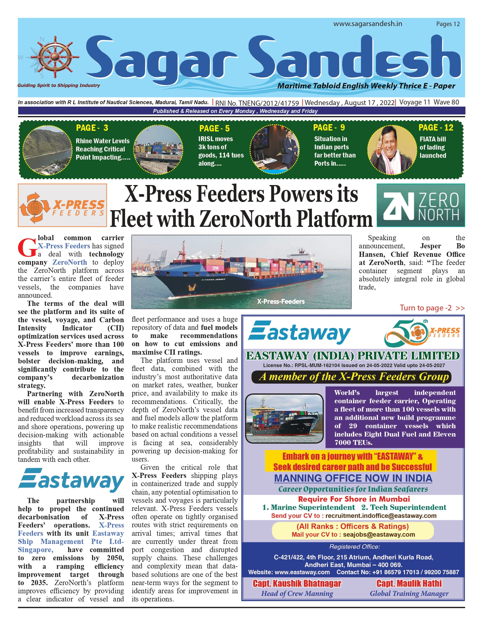 X-Press Feeders Powers its Fleet with ZeroNorth Platform