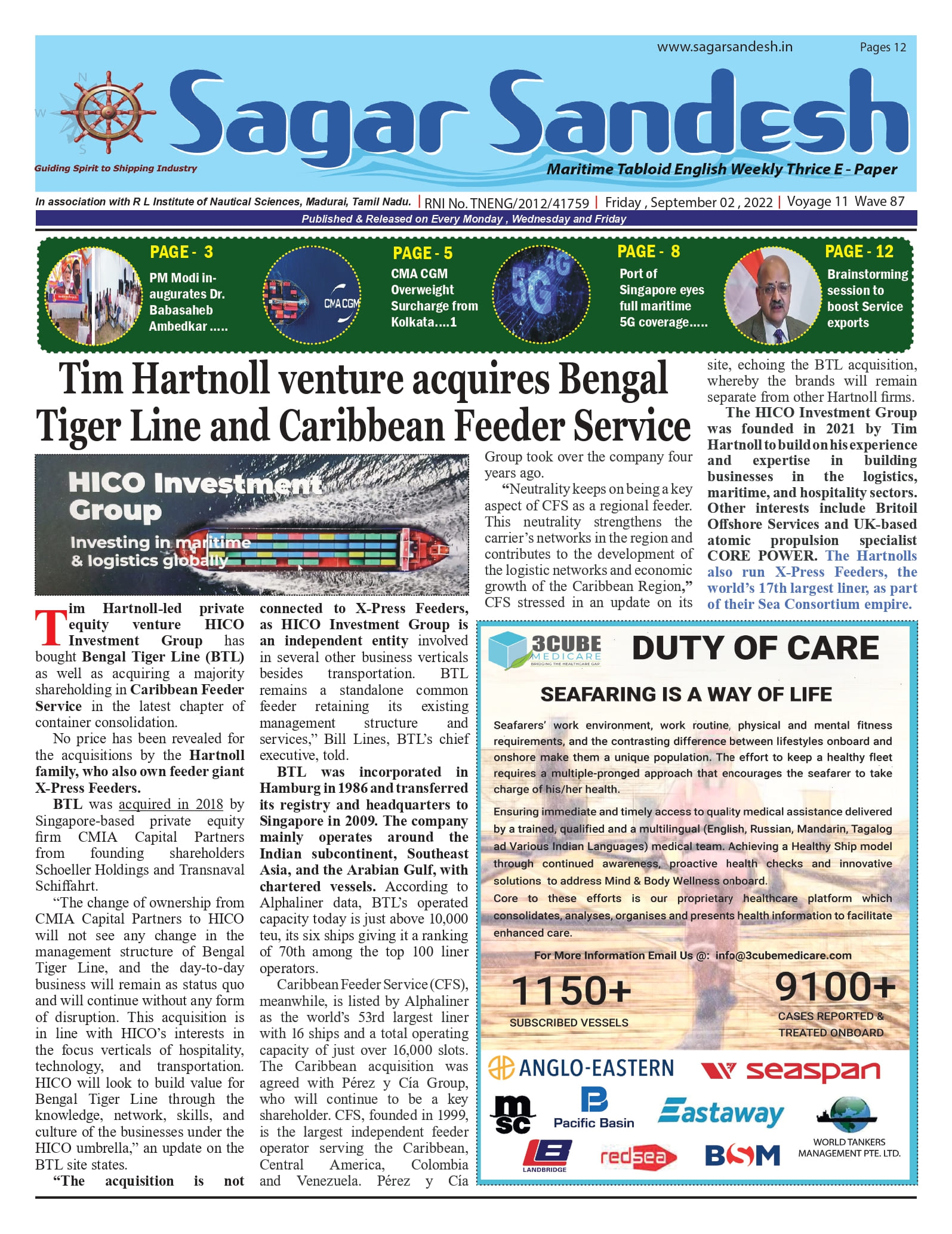 Tim Hartnoll venture acquires Bengal Tiger Line and Caribbean Feeder Service