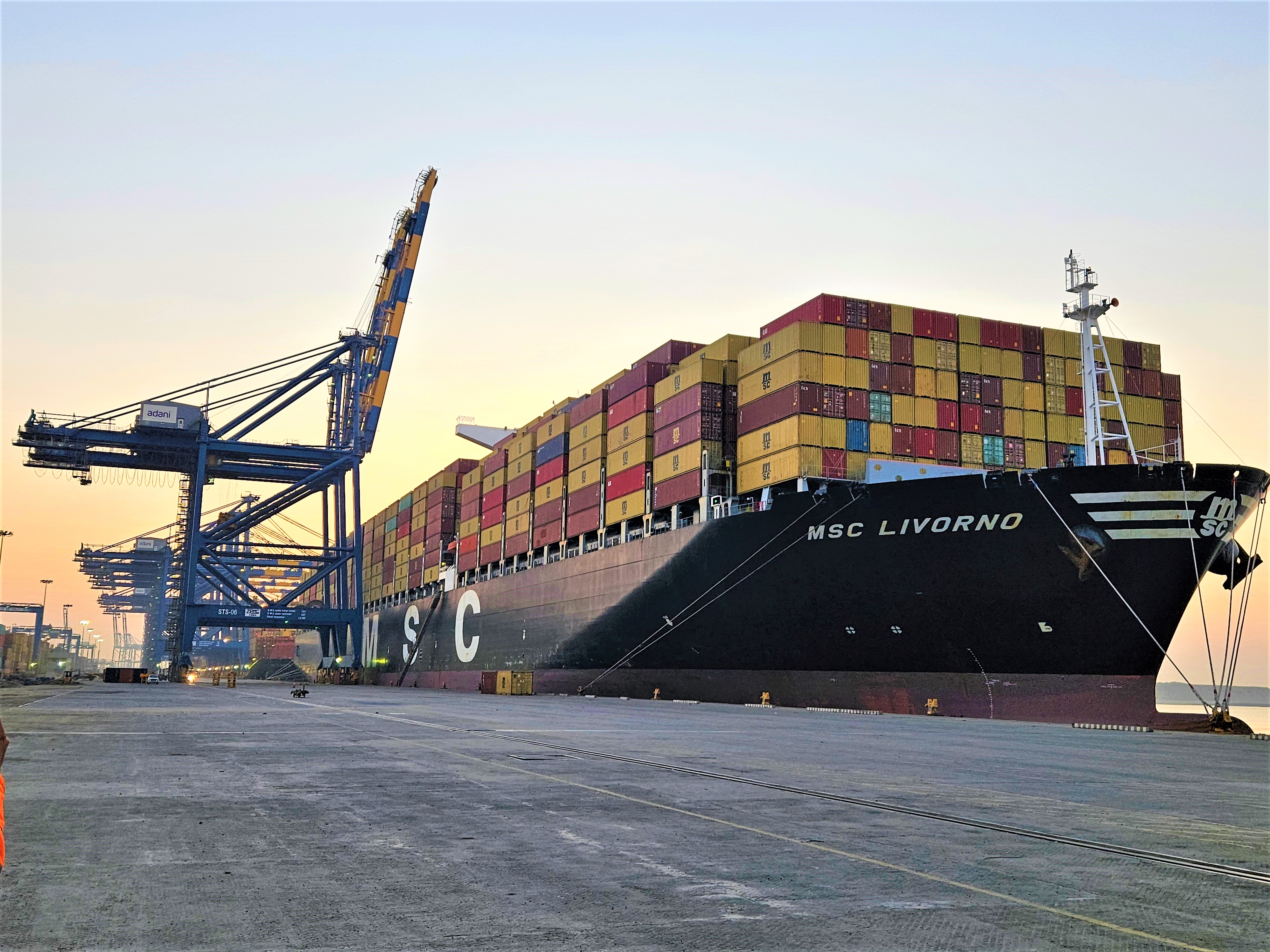 Adani Ports, Mundra creates national record by handing 16596 TEUs on single vessel