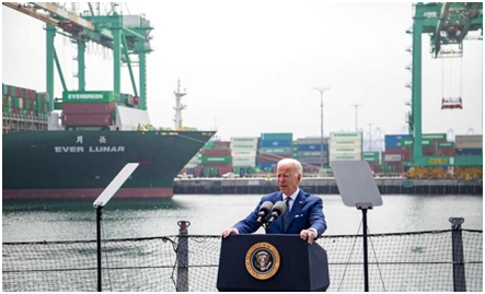Biden to replace Chinese-made cranes at all American ports with Japanese cranes