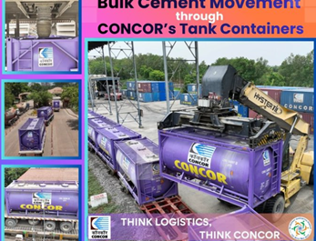 CONCOR introduces bulk cement movement in tank containers, boosting efficient and Green Logistics