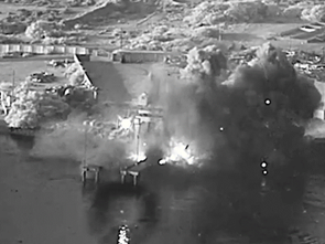 VIDEO: U.S. sea drones strike Iranian naval assets