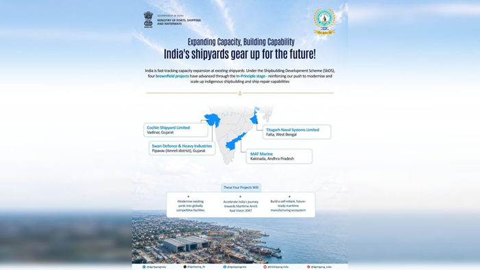 Four Indian shipyards advance through In-Principle Approval under Shipbuilding Development Scheme