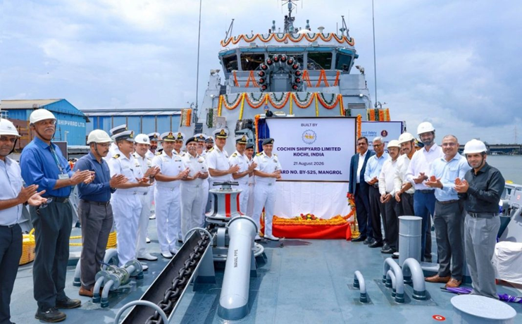Cochin Shipyard Delivers ‘Mangrol’, Third ASW Shallow Water Craft to Indian Navy