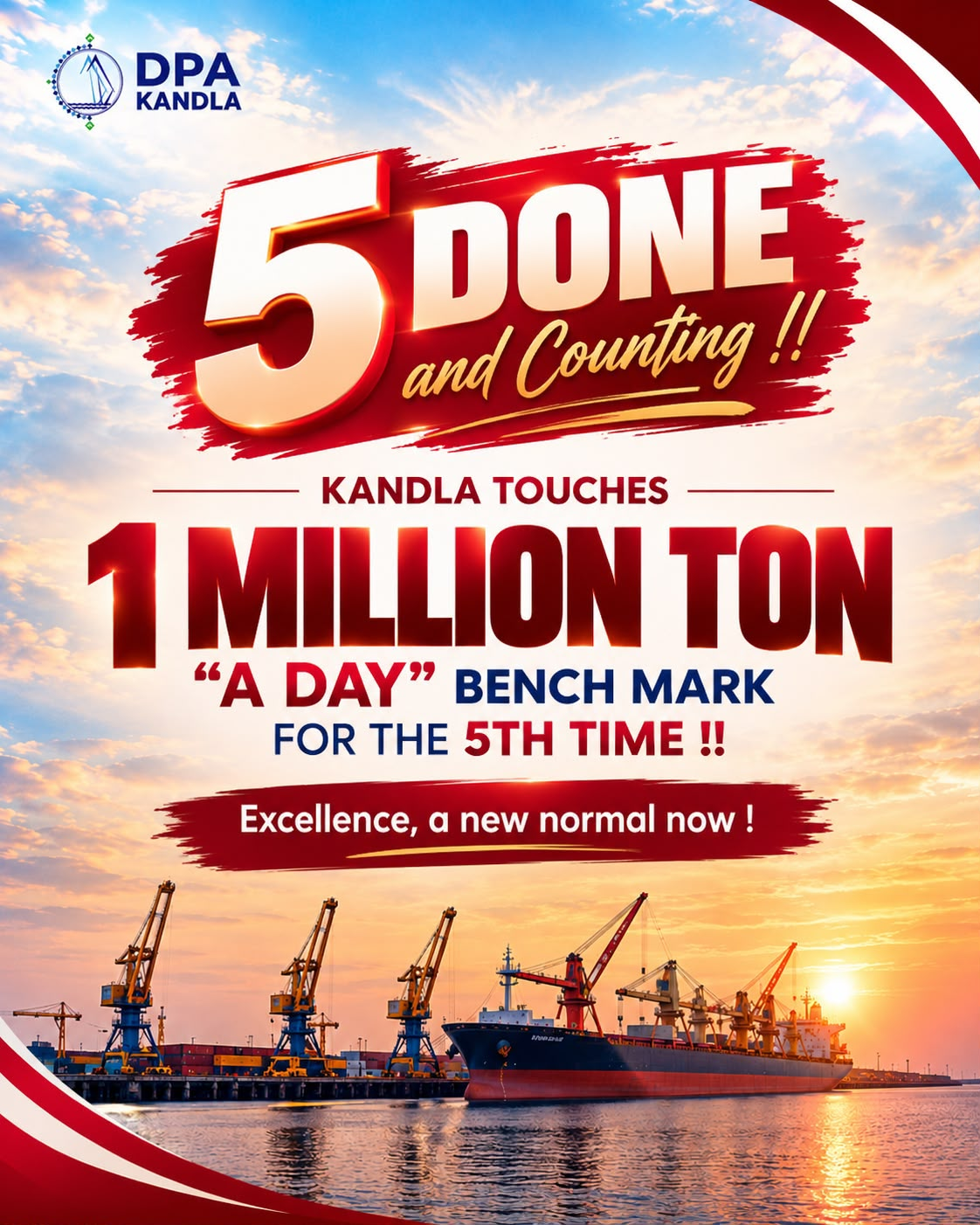 Deendayal Port Authority Crosses 1 Million Tonnes of Cargo in a Day for Fifth Time This Month