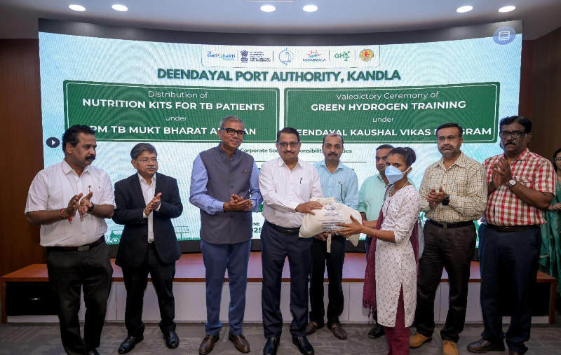 Deendayal Port Authority Distributes Nutrition Kits for TB Patients ; In support of the Pradhan Mantri TB Mukt Bharat Abhiyan, DPA has launched a nutrition support initiative for 334 tuberculosis patients from Gandhidham and Anjar talukas.